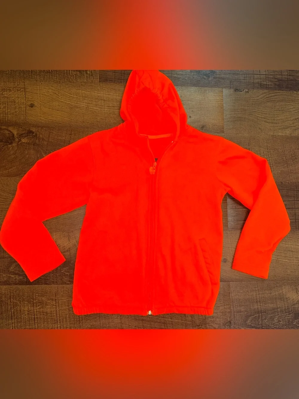 Kids Zip-Up Hooded Sweatshirt in Bright Orange